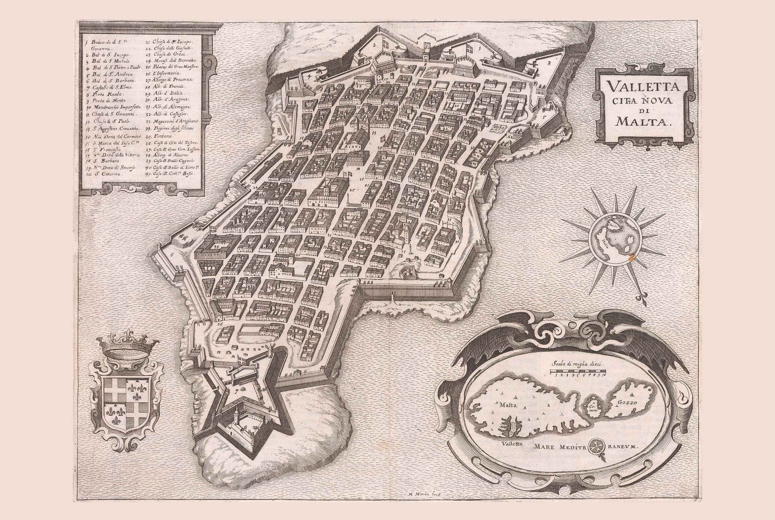 Valletta Map Poster - Città Nova Malta Panoramic City Plan with Fortifications and Harbour - Strategy Maps